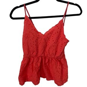 Rachel Coral Eyelet Peplum Camisole Top US Size Small